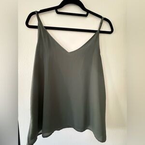 Army green chiffon tank